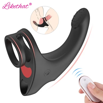 9 Modes Vibrating Penis Massager Ring Dildo Vibrator for Men Chastity Belt Remote Control Testicle Vibrator Sex Toys for Couples 1