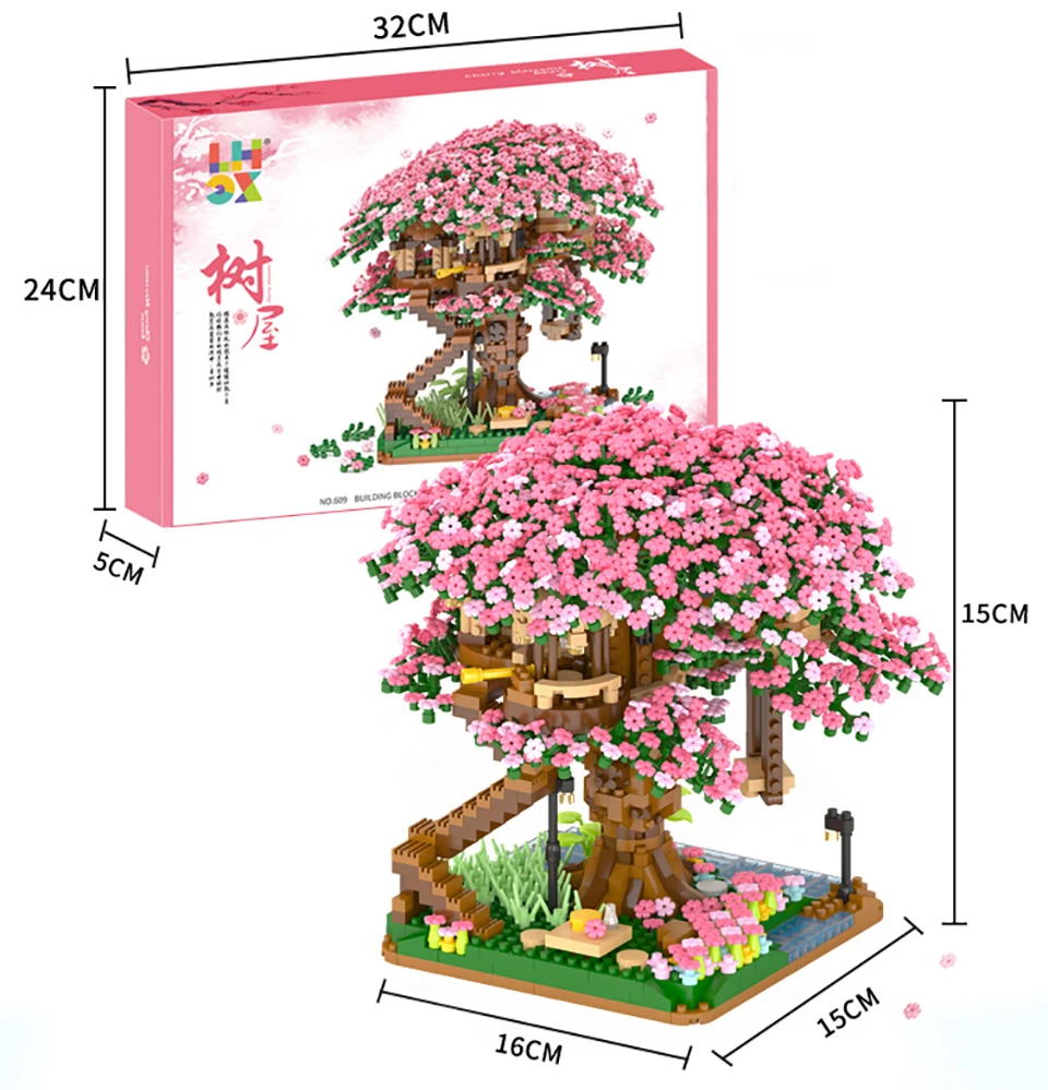 Mini Sakura Tree House Blocks Japanese Street View Cherry Blossom Model Building 7 H758d8a786b004307ba3e418638de3e16Q