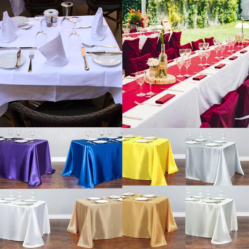Details about   1 Pcs Satin Tablecloths Rectangular Hotel Banquet Tablecloths For Wedding Party 