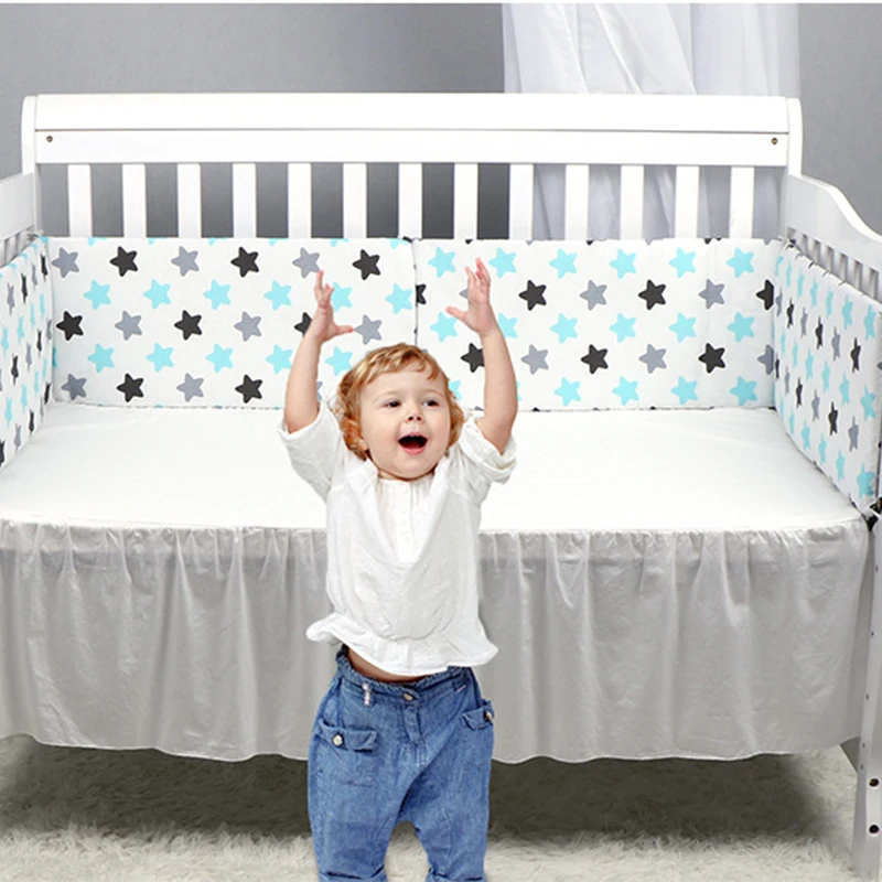 

Baby bed crib bumper L-shaped strap design crib cover protector around cot bumper room decor double-faced detachable one piece