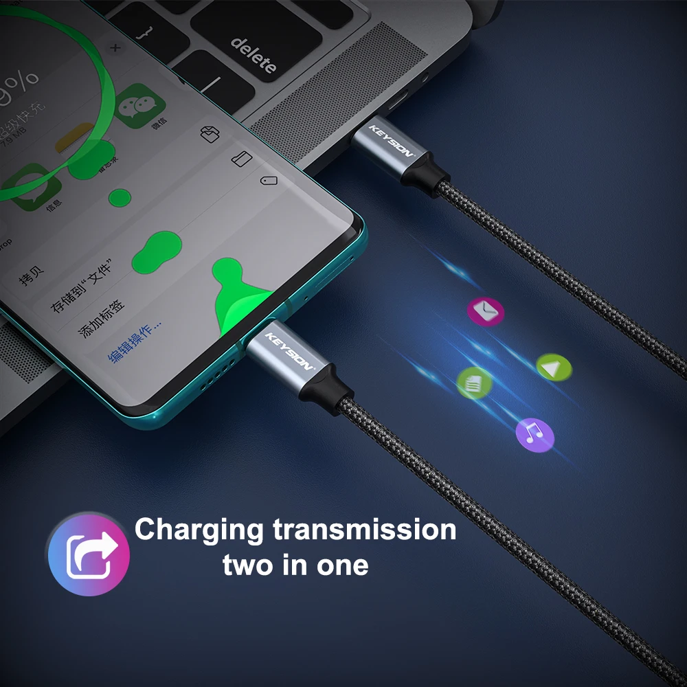 KEYSION 100 Вт USB C к Type кабель USBC PD быстрое зарядное устройство Шнур c для Redmi Note9 Samsung S20