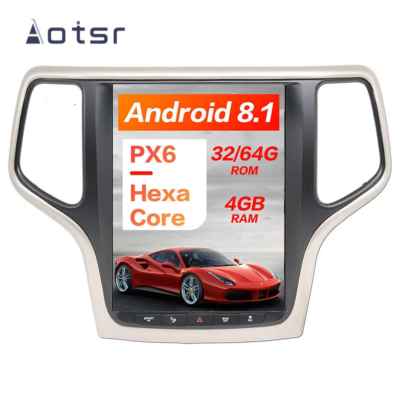 Автомобильная Мультимедийная система Android 8,1 4GB Tesla стиль Автомобильный видеорегистратор с gps для JEEP Grand Cherokee- золотой и черный Автомобильный плеер