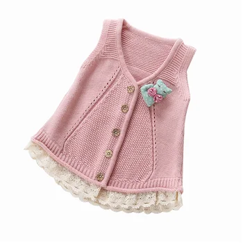 

Toddler Girls Knit Vest Spring Autumn Cotton Baby Girls Sweater Vests Infant Cute Knitwear Brooches Send Random Colors LZ728