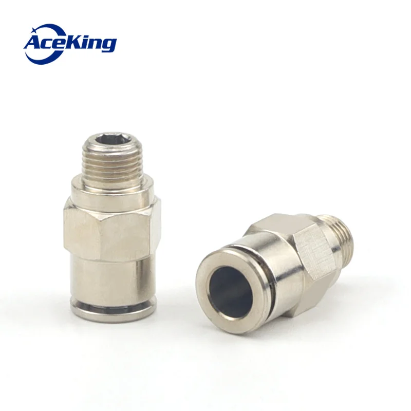 

All-copper nickel-plated quick insert pipe connector PC4/8/6/10/12-01/02/03/04 pneumatic straight through male thread connector