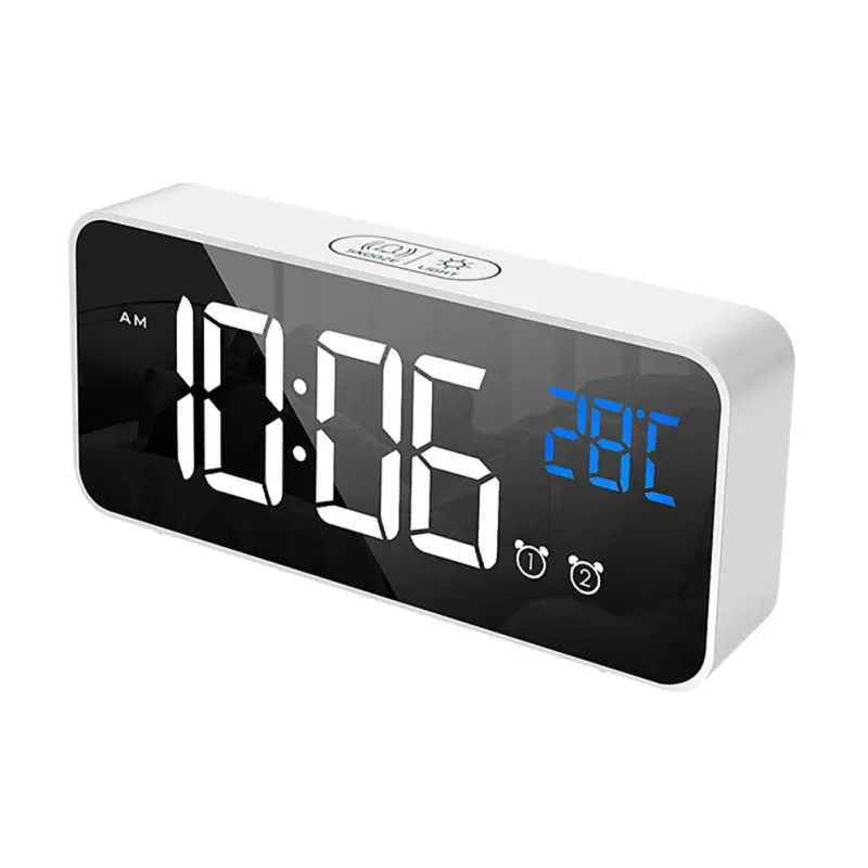 Светодиодный цифровой будильник, умные часы с голосовым управлением и функцией повтора температуры, электронные часы