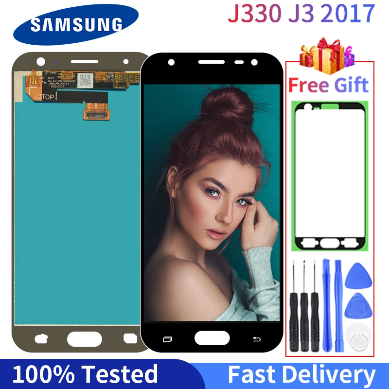 

Original AMOLED LCD For Samsung Galaxy J3 2017 J330 Display J330FN SM-J330FN J330DS Touch Screen Digitizer Assembly With Gift