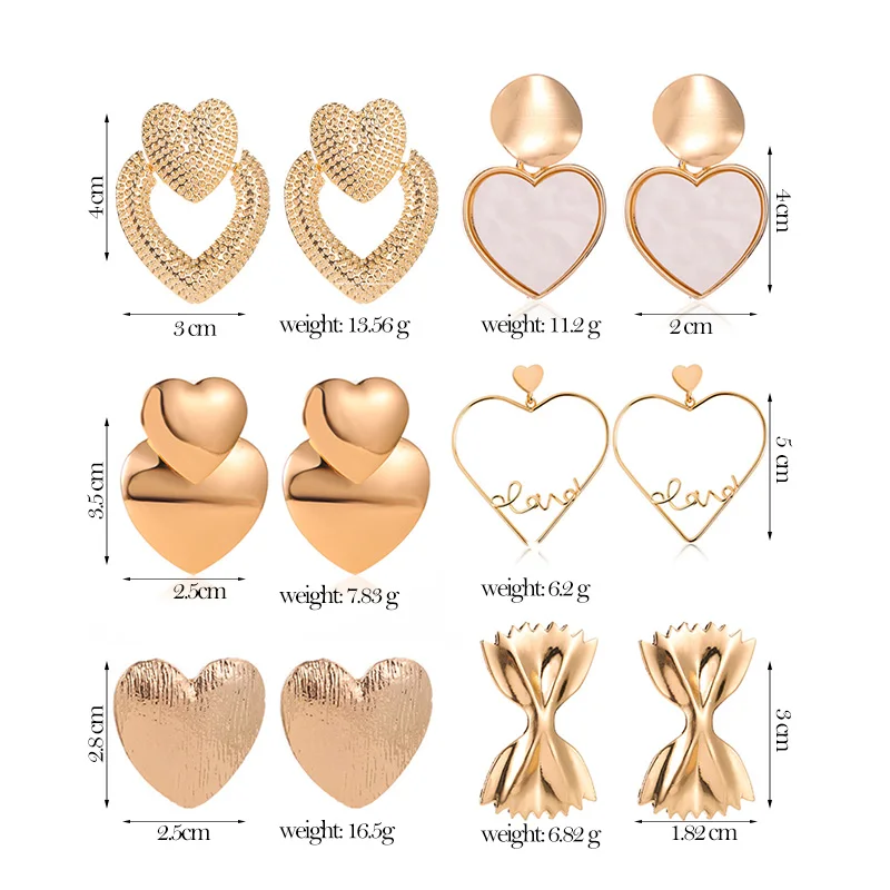 Новая мода женские шикарные металлические серьги серебро розовое золото сердце серьги-гвоздики для женщин