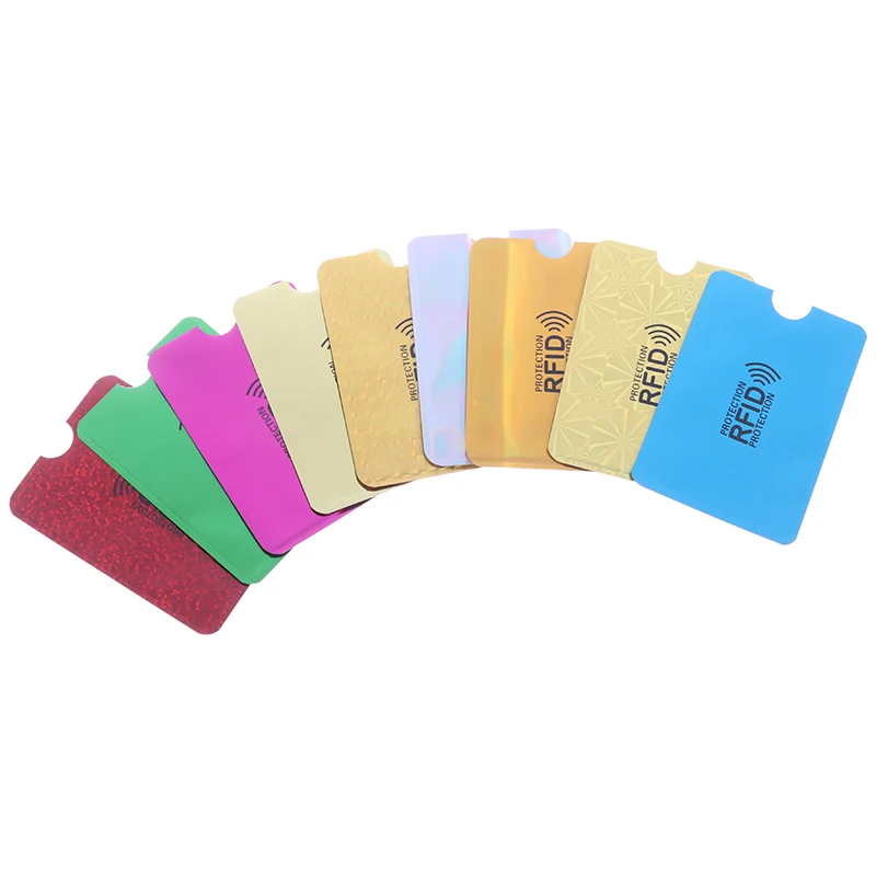 10X Anti Rfid Wallet Blocking Reader Lock Card Holder Id Bank Card Case Protection Aluminium Metal Smart Anti-theft Credit Cards