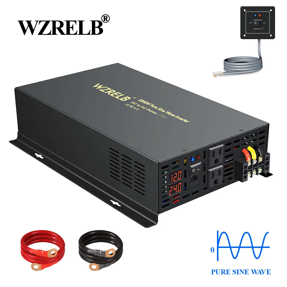 

Pure Sine Wave Solar Inverter Power 3000W 12V to 220V Inverter 24V/48V/96V/110V DC to AC 120V/230V/240V With Wired Controller