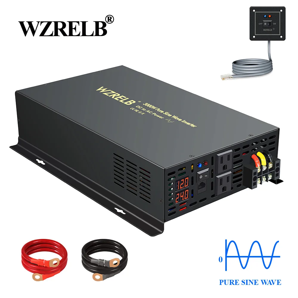 

Pure Sine Wave Inverter 3000W 12V/48V/96V/110V DC to AC 120V/230V/240V Wired Controller 24V to 220V Solar Inverter Power Convert