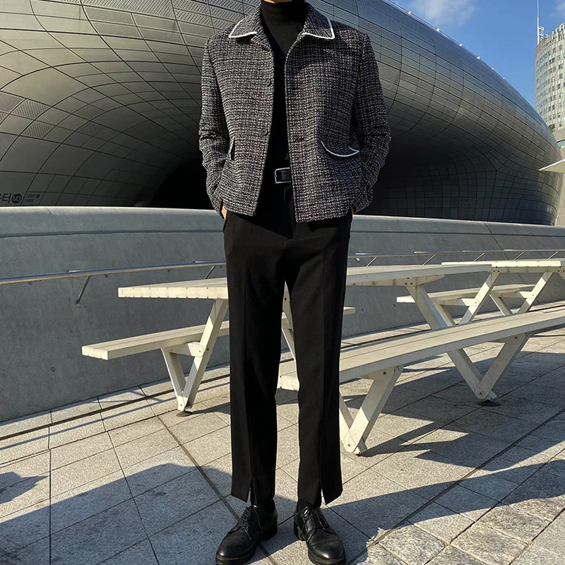 

Men Vintage Fashion Casual Short Suit Blazer Coat Outerwear Male Women Streetwear Hip Hop Suit Jacket Couple Clothing