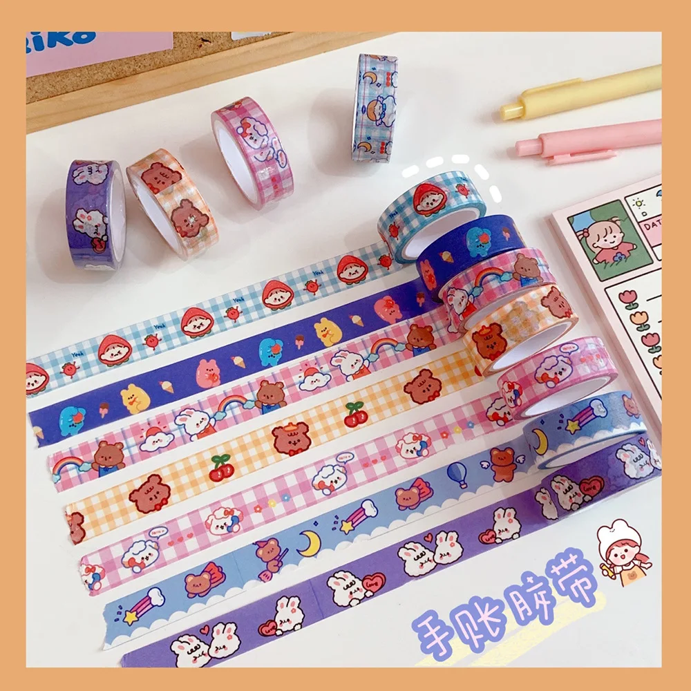 

5M Cute Bear Rabbit Washi Masking Tape Diary Scrapbooking Journal Album Decorative Adhesive Tape Gift Kawaii School Stationery