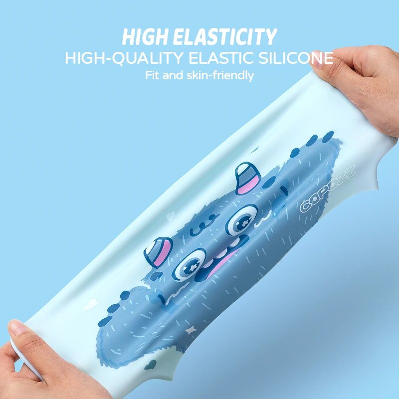 COPOZZ 31203 Swimming Caps High Elastic Lovely Kids Cartoon Fabric Cute Cartoon Animal Ear Protect Boys Girls Swim Pool Diving Cap Hat - Image 2