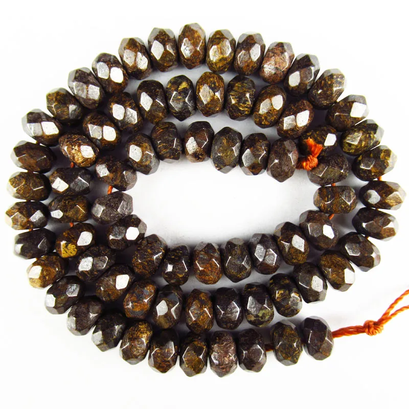 Красивые граненые Bronzite камушки-бусинки Rondelle, незакреплённые бусины 15,5 Inch 8x5 мм