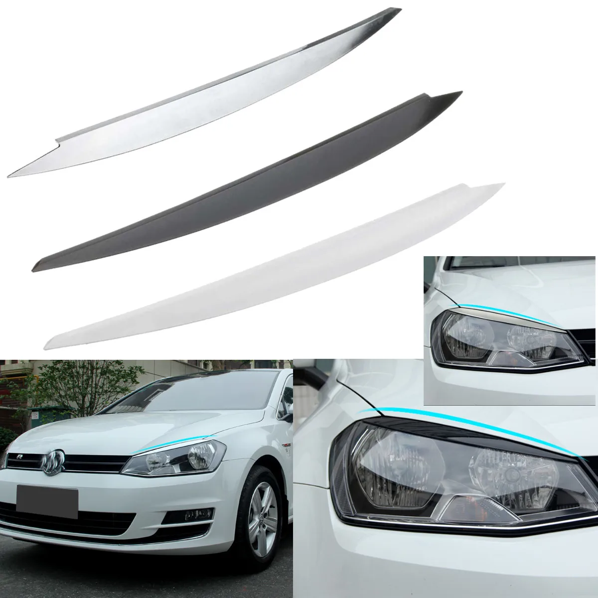 Hot New ABS Chrome For Volkswagen for VW GOLF 7 headlight trim lamp eyebrow cover decoration GOLF7 GTi MK7 | Автомобили и