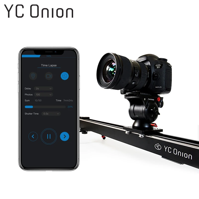 

YC UI Aluminium Gemotoriseerde Camera Slider App Bluetooth Controle Stabiel Glad Slider Camera Met Motor Voor Fotografie DSLR