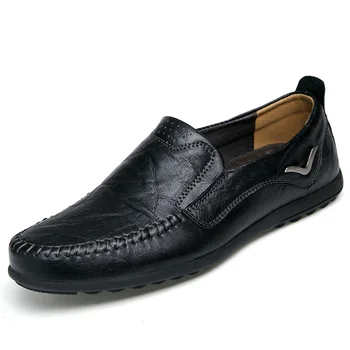 

Large Size Men Loafers Casual Leather Shoes Zapatos De Hombre Driver Moccasins Slip-on Genuine Leather Cow Leather Summer Rubber