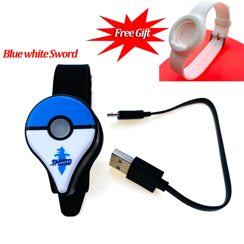 BlueWhite Sword Для Pokemon Go Plus, Bluetooth, браслет, часы, авто ловля, игра, аксессуар для kingd, умный браслет+ USB кабель - Цвет: BlueWhite Sword