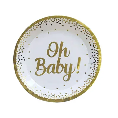 Новые золотые Oh детские печатные бумажные чашки, ребенок, душ Декор Пол раскрыть вечерние беременность День рождения украшения ребенок душ