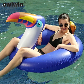

2020 Swimming Ring Swim Pool Floats Inflatable Air Adult PVC Thickened Inflatable Cartoon Toucan Mount Swim Ring