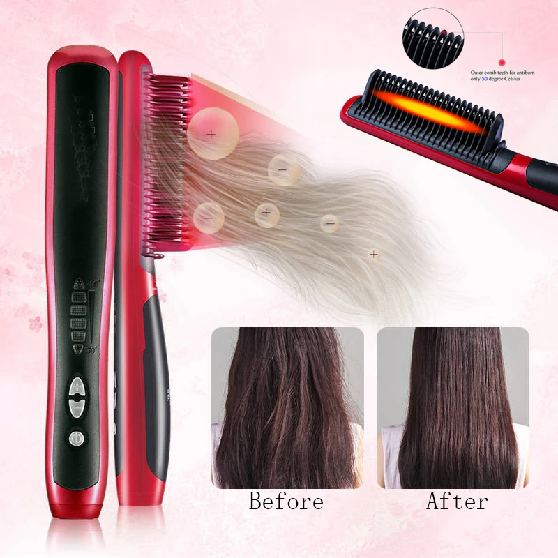 

Hair Dryer Brush Straightening Heating Combs Men Beard Hair Straightener Ceramic Curler Professional Heated Comb Electric