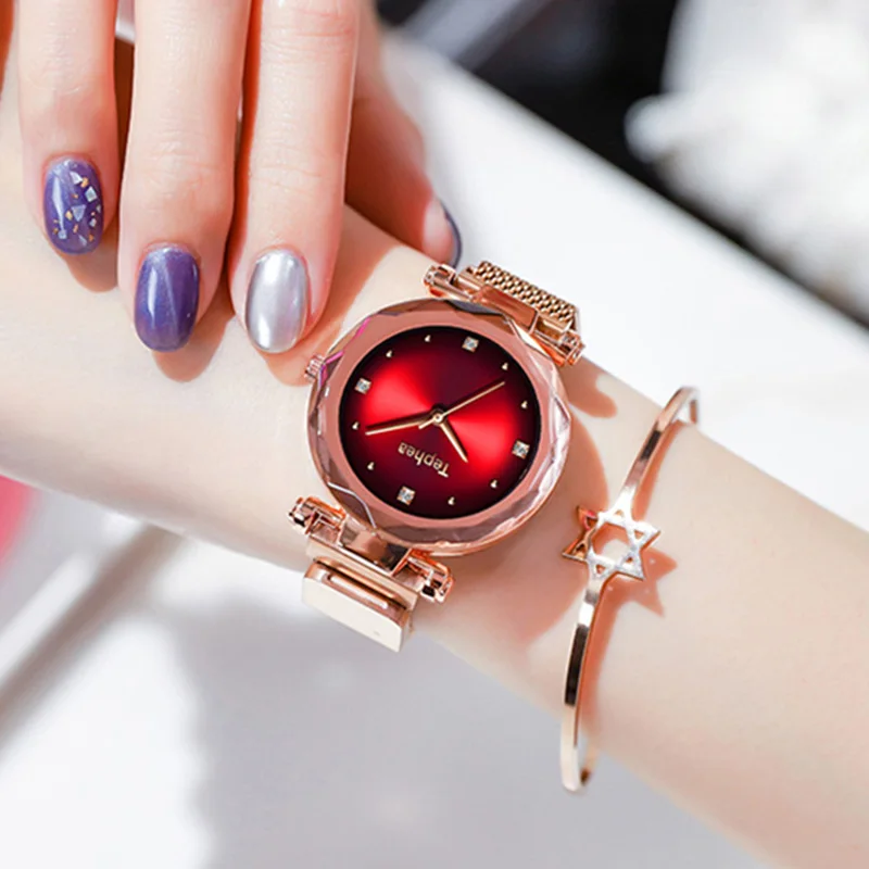 

2019 Women Watches Fashion Rose Gold Diamond Ladies Magnet Watches Female Wristwatch For Gift Clock Relogio Feminino Reloj Mujer