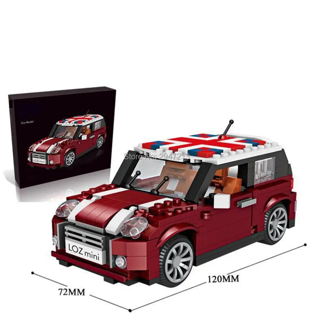 

hot LegoINGlys creators technic vehicles mini Micro Diamond Building Block Retro mini car cooper model nano bricks toys for gift