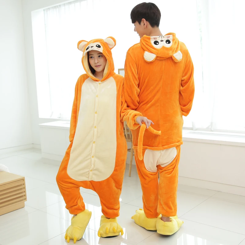 Monkey Onesie Adult Animal Unicorn Pajamas Suit Warm Stitch Sleepwear Onepiece Winter Jumpsuit Anime Cosplay Costume |