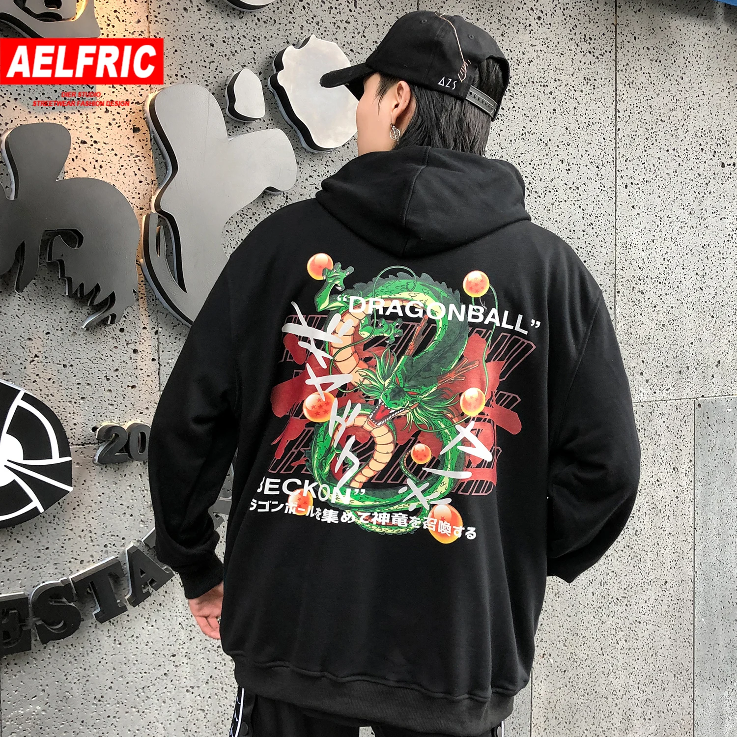 AELFRIC Дракон письмо печатных мужские толстовки с капюшоном Harajuku уличная пуловеры хип хоп модные повседневные хлопковые толстовки