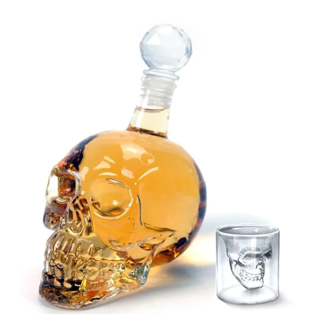

125ML 350ML 550ML 1000ML Vodka Bottle Skull Bottles Creative Gothic Wine Vodka Decanter Glass Flagon