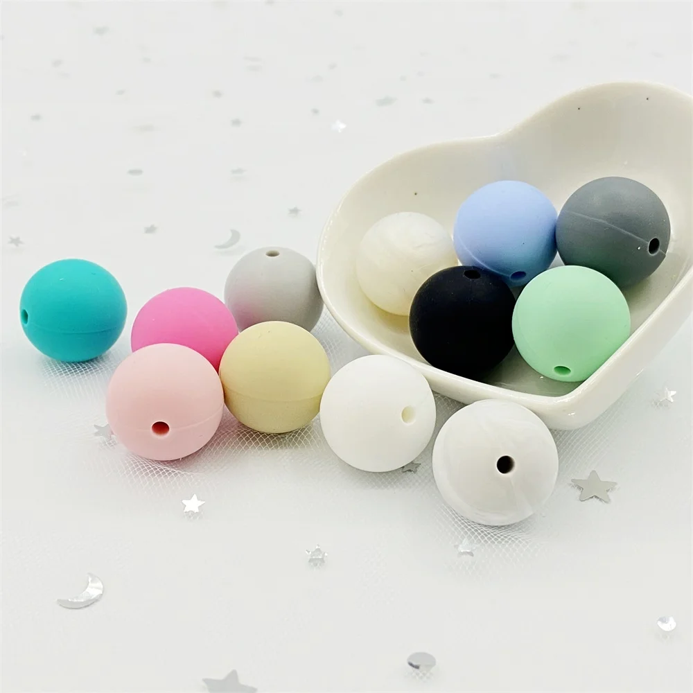 10pcs 20mm Silicone Beads Baby Teething round Beads Pacifier Chain BPA Free Bracelet necklace DIY toys Silicon Teether 2