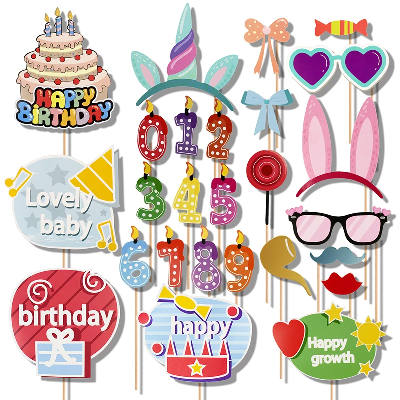 

1st 1 2 3 4 5 6 7 8 9 Years Happy Birthday Photo Booth Props Baby Boy Girl Kids Party Decorations Children Supplies 2nd 3rd 6th