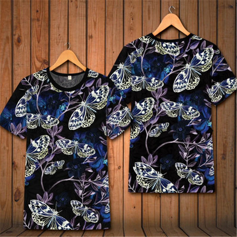 

Creative butterfly pattern 3d print fashion short sleeve t shirt Summer new quality soft breathable thin luxury t shirt menS-6XL