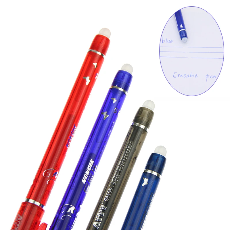 55pcs/set Colored Ink Erasable Pen Refills Rods 0.5mm Magic Erasable Gel Pen Washable Handle Office School Writing Stationery