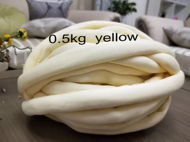 yellow 0.5kg 500 г толстая супер объемная пряжа для ручная вязка крючком, мягкая большая хлопковая пряжа для рукоделия, прядильная пряжа для одеяла - Цвет: yellow 0.5kg