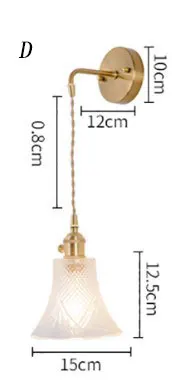Стеклянная настенная лампа, прижимающая линию, прозрачная настенная бра, освещение, нордический настенный светильник, медный настенный светильник, Прозрачный Абажур для спальни - Lampshade Color: D