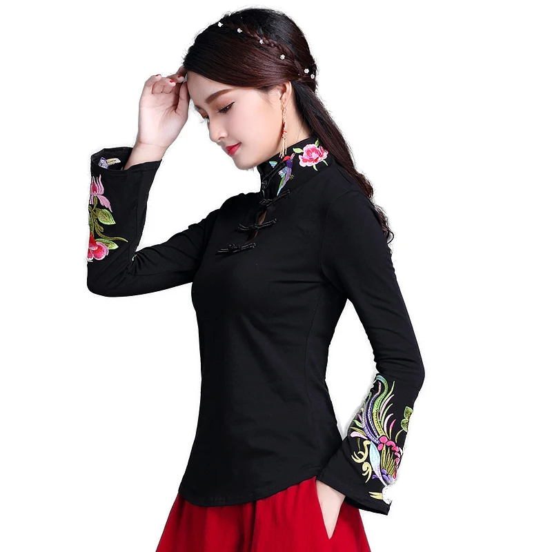 Cheongsam Топ традиционная китайская одежда для женщин с длинным рукавом размера