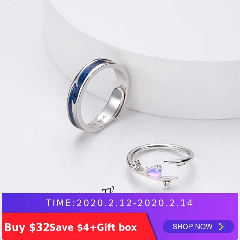 Beste Thaya Vallen Liefde Verstelbare Paar Ringen 925 Zilveren Chromatische Ringen Voor Vrouwen Engagement Gift