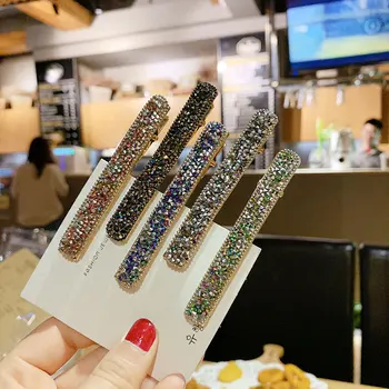 

Female Korean Thin Hairpin Girl New Rhinestone Super Flash Side Clip Hair Accessories