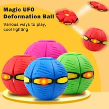 Balle volante ovni à lancer plat, avec lumière LED, jouet pour enfants, jeu de basket Ball en plein air, cadeau de sport