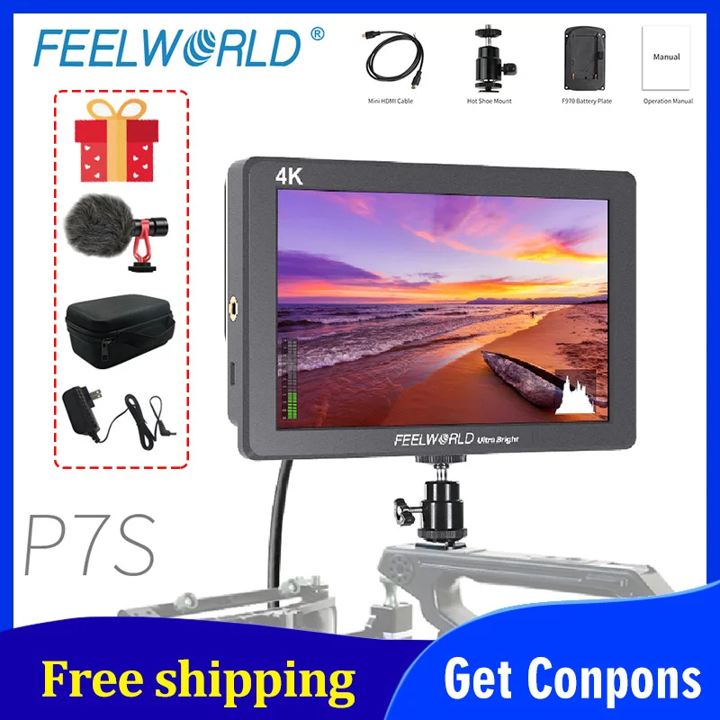 FEELWORLD P7S 4K монитор 7 дюймов 3G SDI на Камера полевая DSLR из алюминия для помощи в