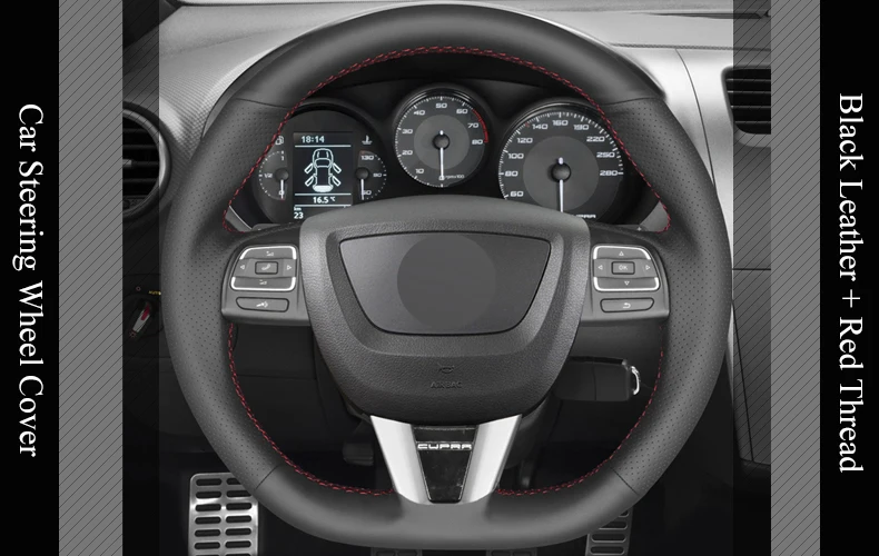 LQTENLEO черный из натуральной кожи Рулевое колесо для сиденья Leon Altea Leon Cupra 2008-2012 Toledo 2012- альгамбра 2010