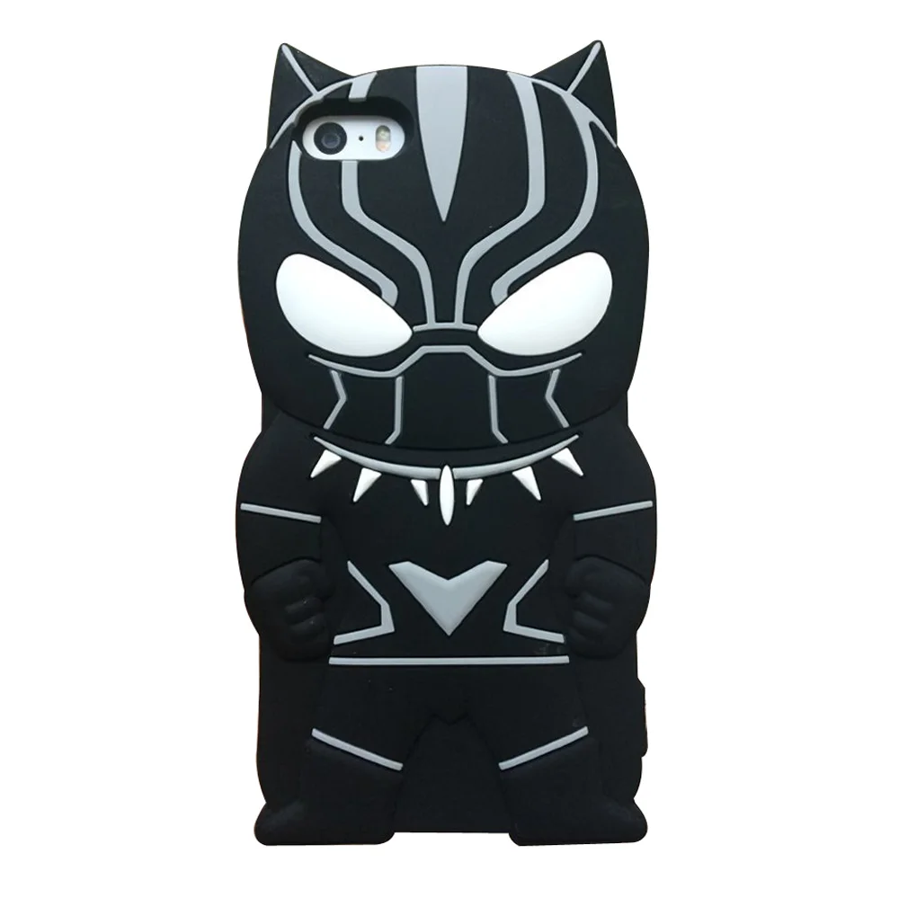 Black Panther Для iPhone 5, 5S, 5C, SE, 6, 6s, 7, 8 Plus, X, XS, XR, XS Max, 3D, милый детский чехол для мобильного телефона с мультяшными животными, мягкий силиконовый чехол-накладка - Цвет: Black Panther