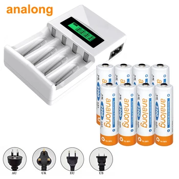 

8pcs rechargeable battery aa ni-mh battery 2a 2200mah batteries + aa battery charger for aa aaa ni-mh nicd battery