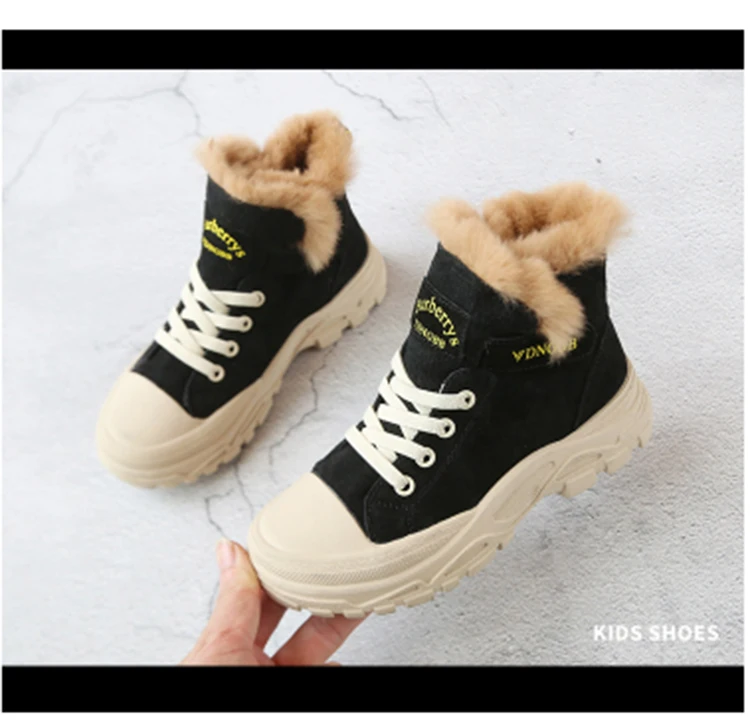 WinterCasualAthleticShoesStudent StyleWinterFlatChildren для ShoesLeatherMartin BootsSkidproofSoft SolesSnow сапоги