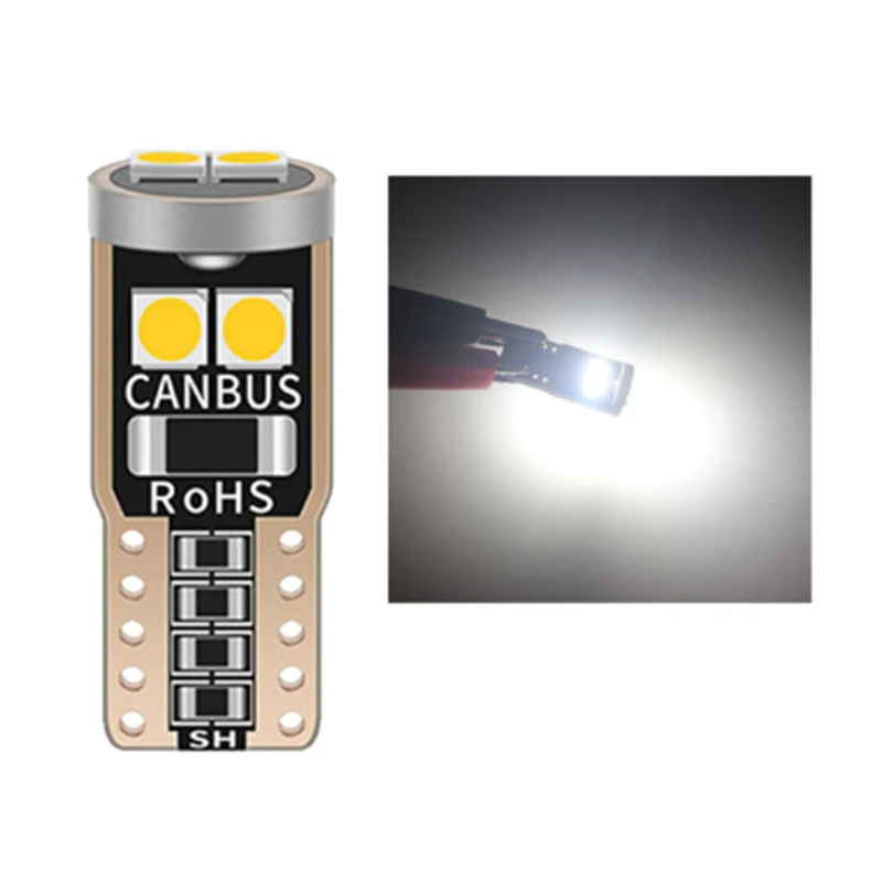 2PCS T10 W5W LED Canbus No Error Car Bulb Interior Light 194 501 3030 6SMD  12V Instrument Reading Wedge License Plate Lights