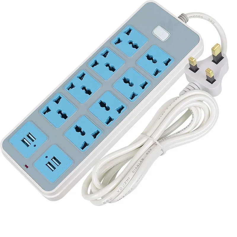 

USB Socket Household 4USB Fast Charge Ports Power Strip 8AC Uinversal Power Outlets 1.8M Extension Cord Socket