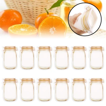 

12Pcs Reusable Vacuum Seal Silicone Bag Refrigerator Food Fresh Bag Kitchen Meat Fruit Sealer Snack Storage Zipper Organizer