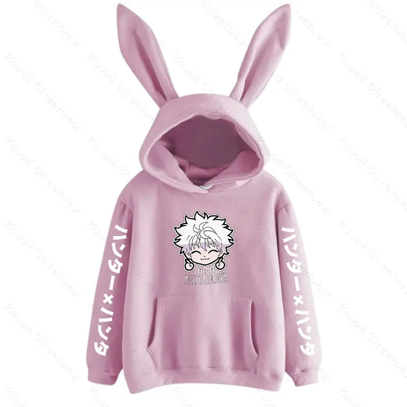 2021 Janpanese Anime Hunter X Hunter Killua Rabbit Hoodie Women Girls Korea Sweatshirts Kawaii streetwear teen light blue hoodie