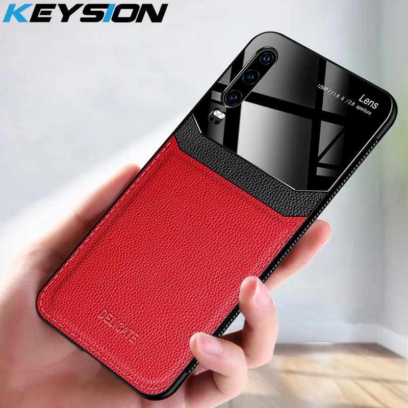 

KEYSION Leather Case for Huawei Mate 30 20 Pro P30 P20 Lite P Samrt Y7 Y9 2019 Glass Phone Back Cover for Honor 20 Pro 10i 8X 9X